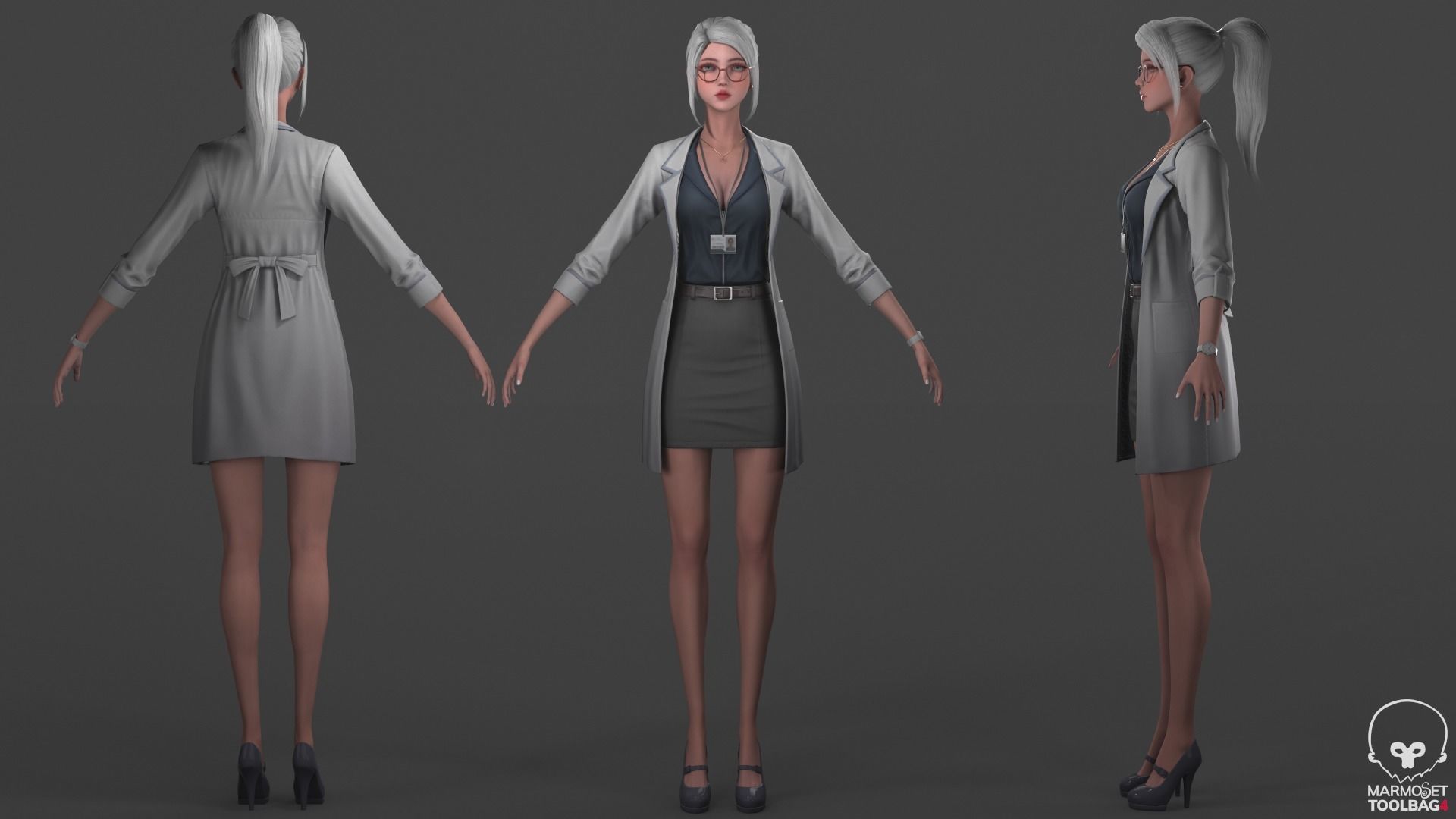 Scientist Girl Low-poly 3D model_12