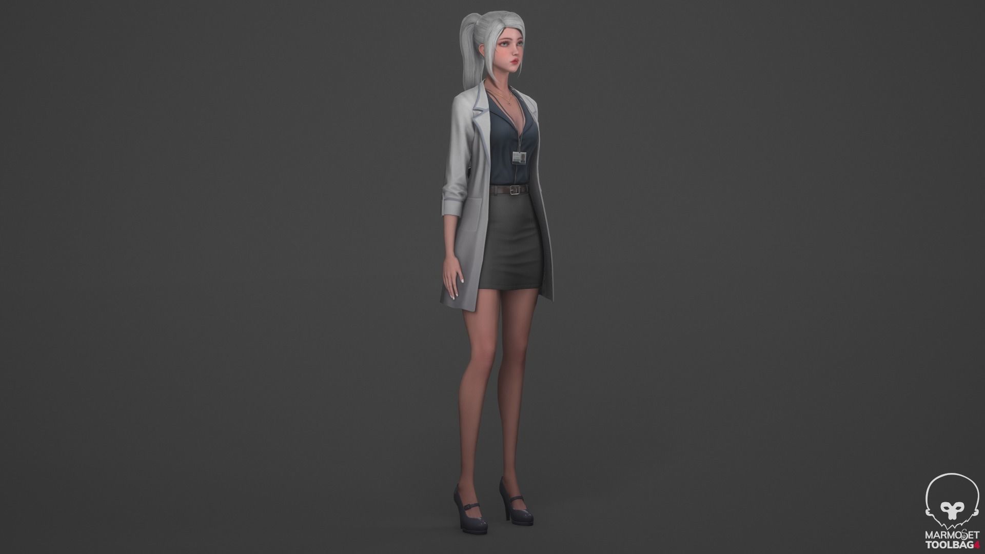 Scientist Girl Low-poly 3D model_10