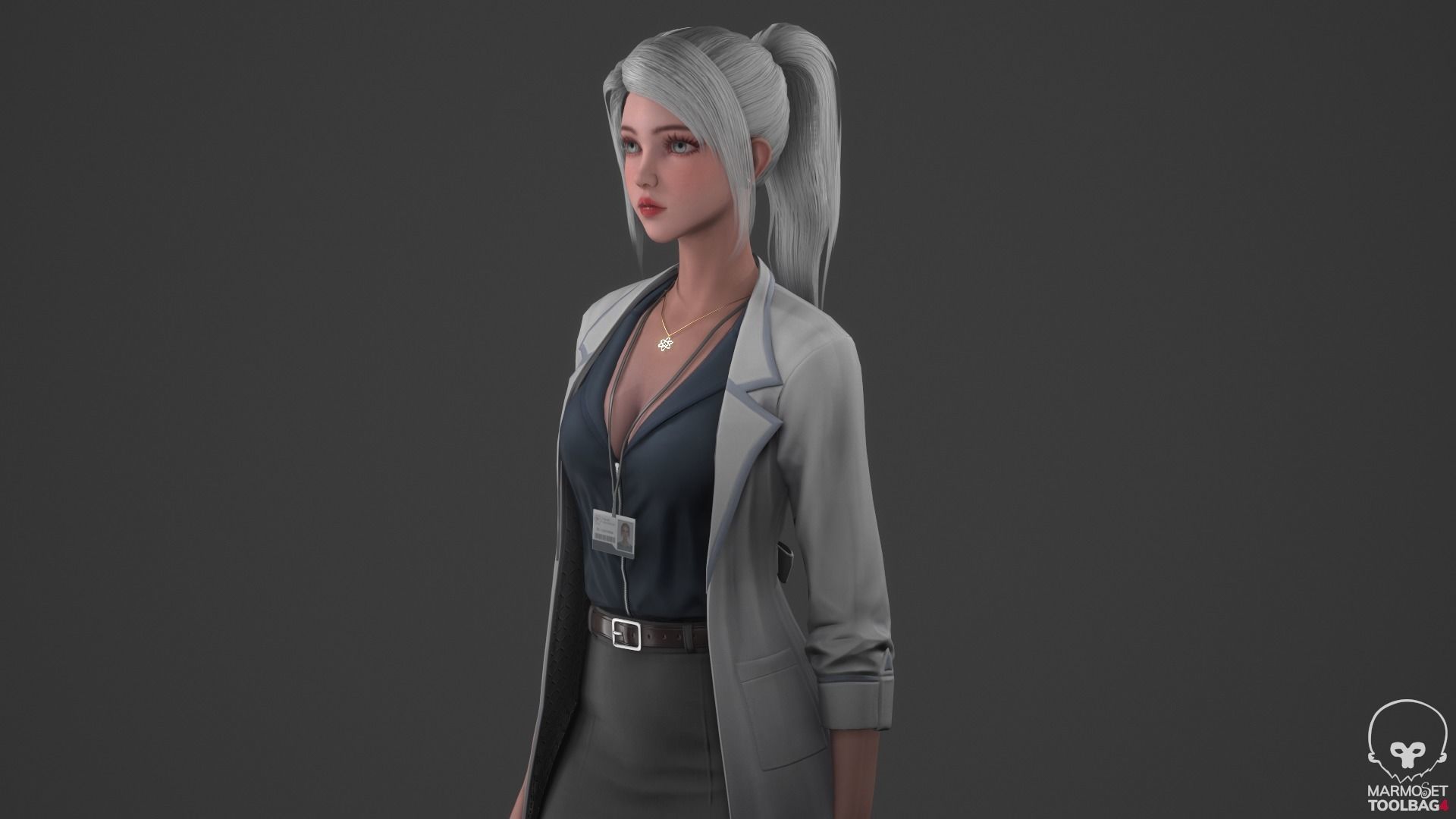 Scientist Girl Low-poly 3D model_2