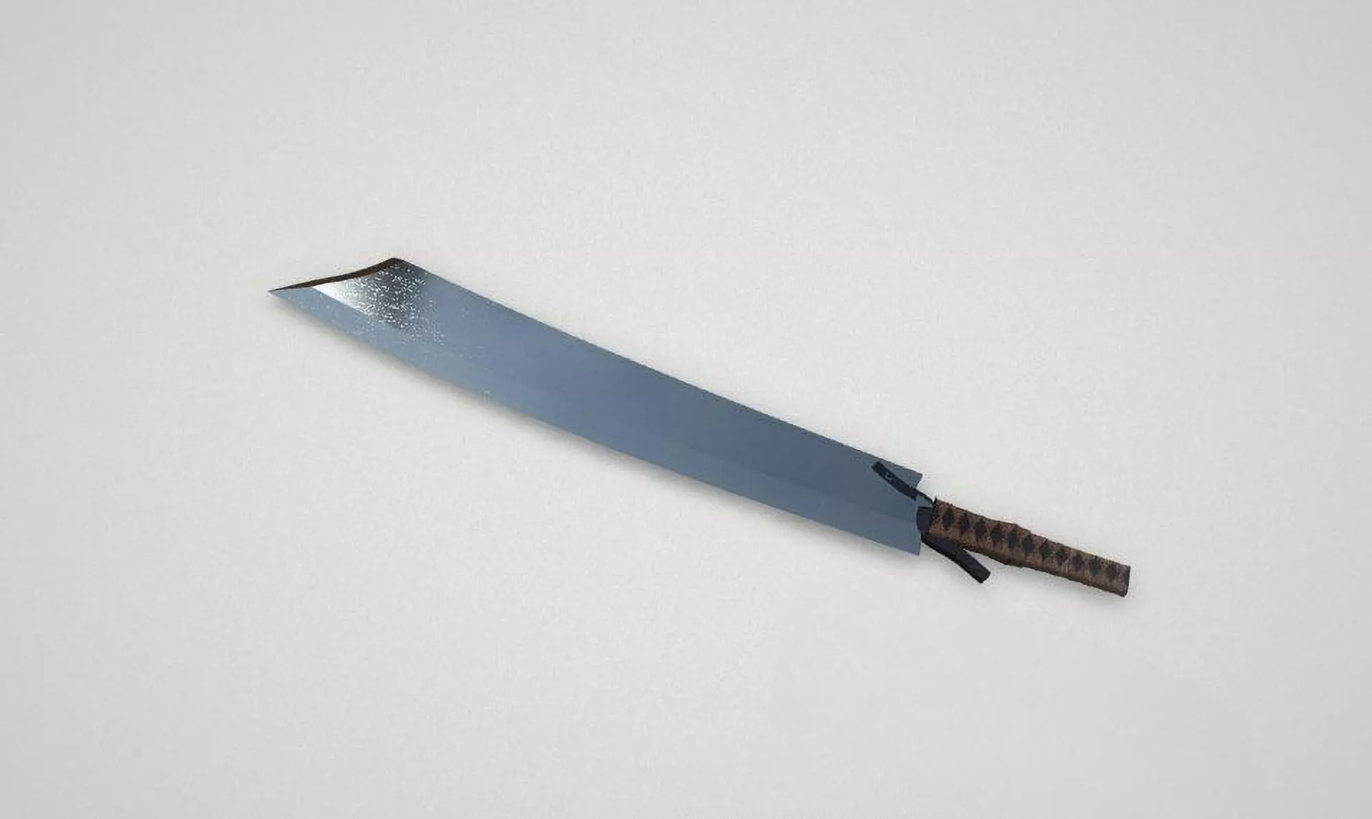 Game asset Unique Battle Blade with Leather Grip 3D model_0