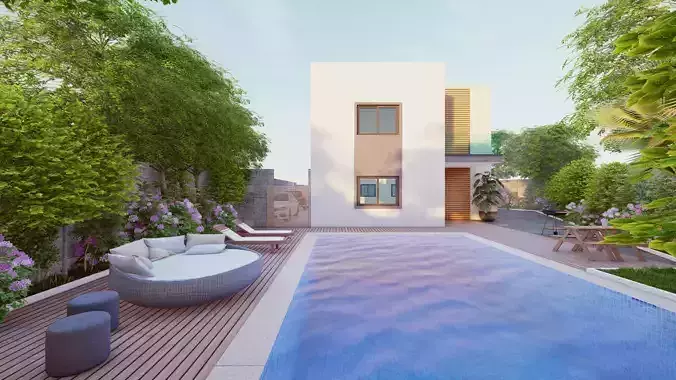 small private apartment unit with swimming pool Free 3D model