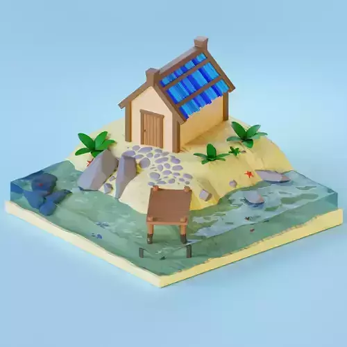 A house on the beach with a pier