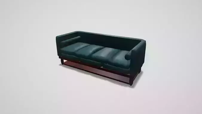 Game asset Leather Four-Seater Sofa with Wooden Legs