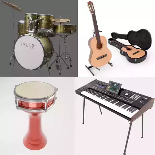  Guitar - Doumbek - Drum Set -Korg Pa5X Keyboard Instrument Pack 3D Model Collection