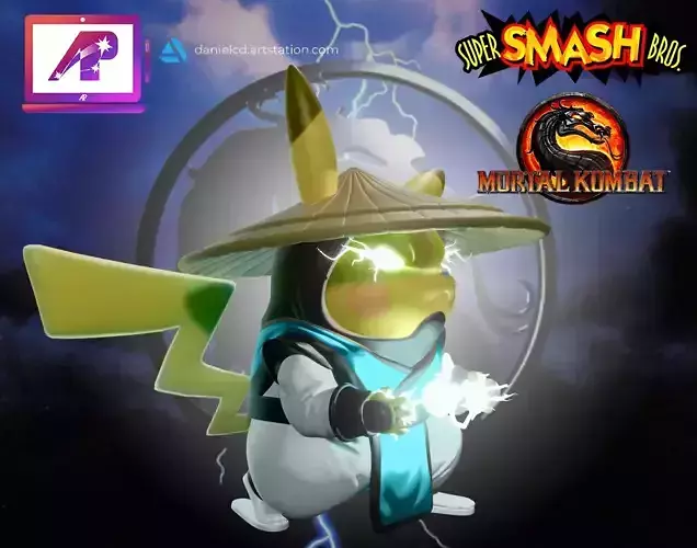 Pikachu cosplaying as Raiden