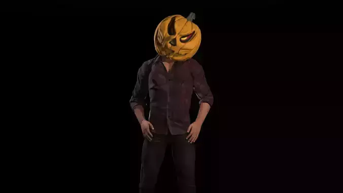 Pumpkin Head Man Low-poly 3D model