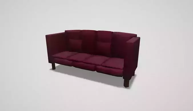Game asset Burgundy Luxury Four-Seater Sofa