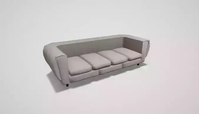 Game asset Modern White Leather Four-Seater Sofa 3D model