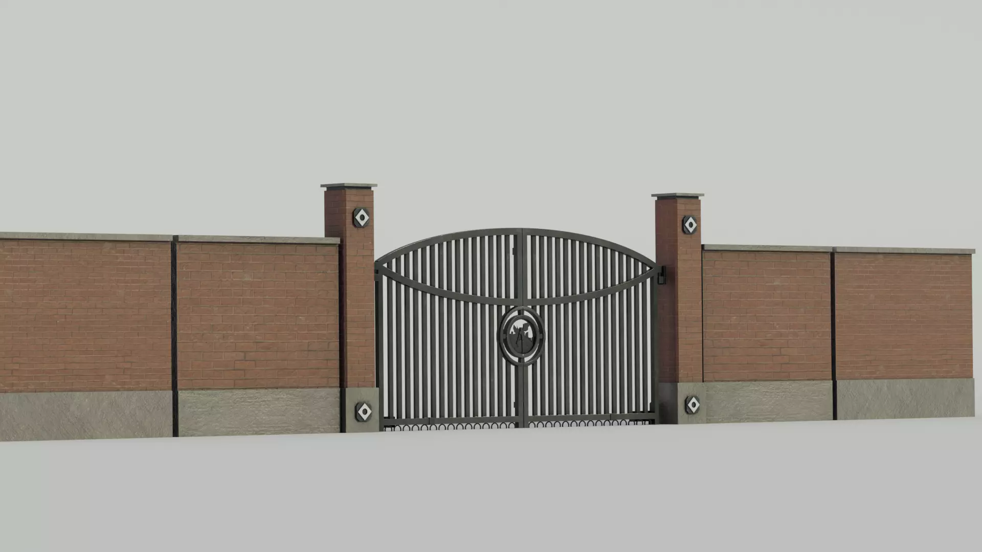 Modular wall with Gate 3D model_0