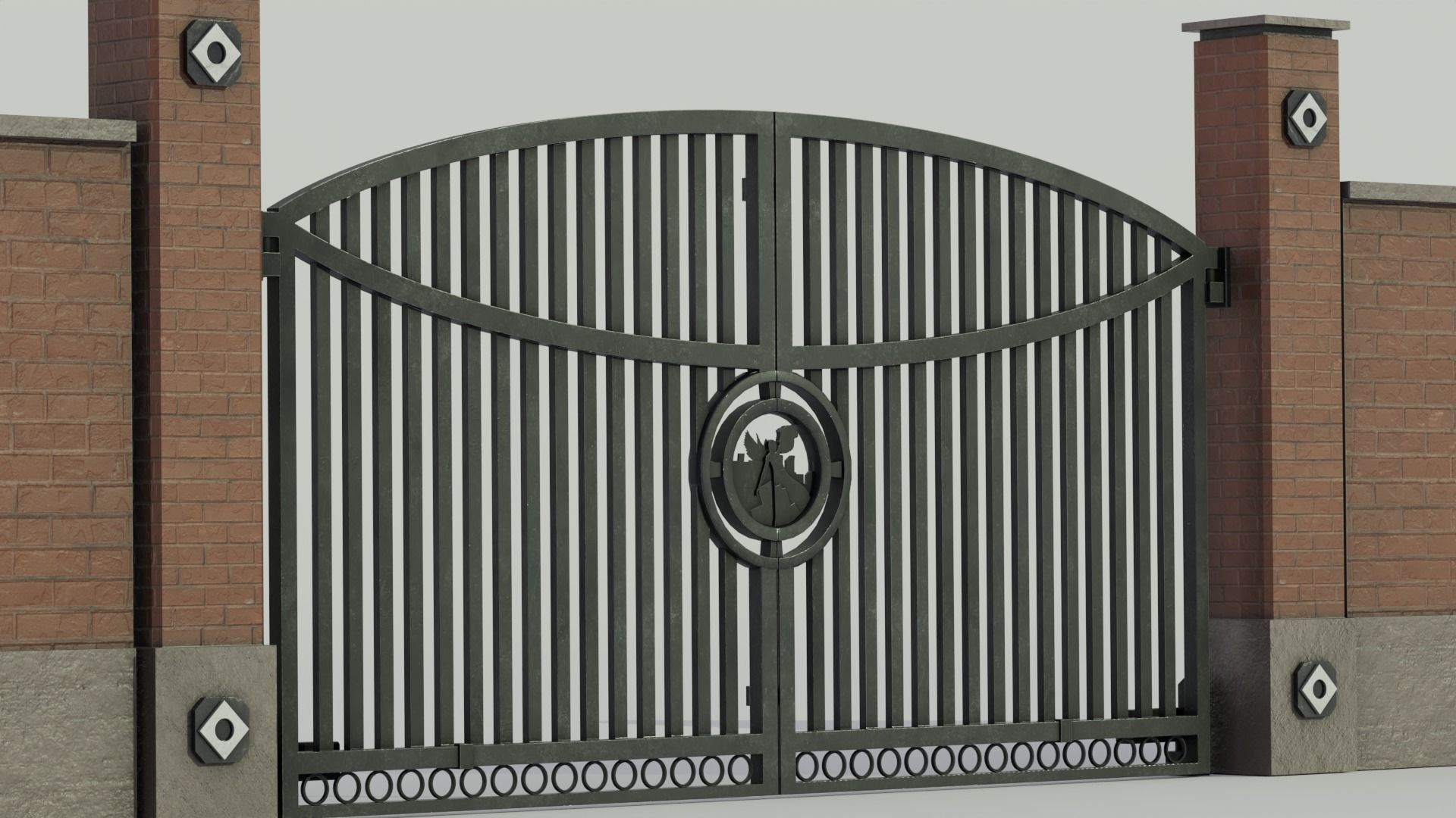 Modular wall with Gate 3D model_1