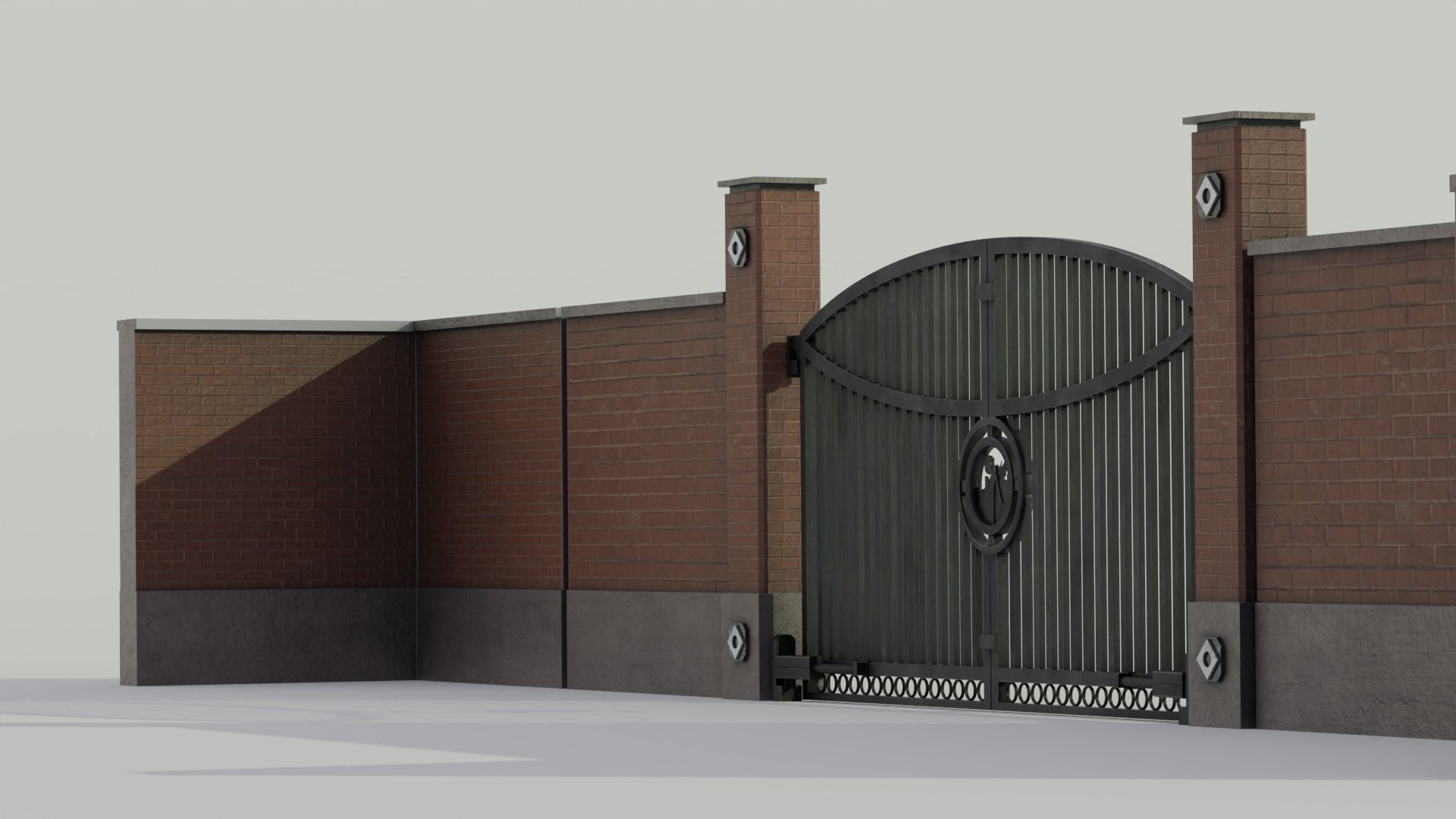 Modular wall with Gate 3D model_5