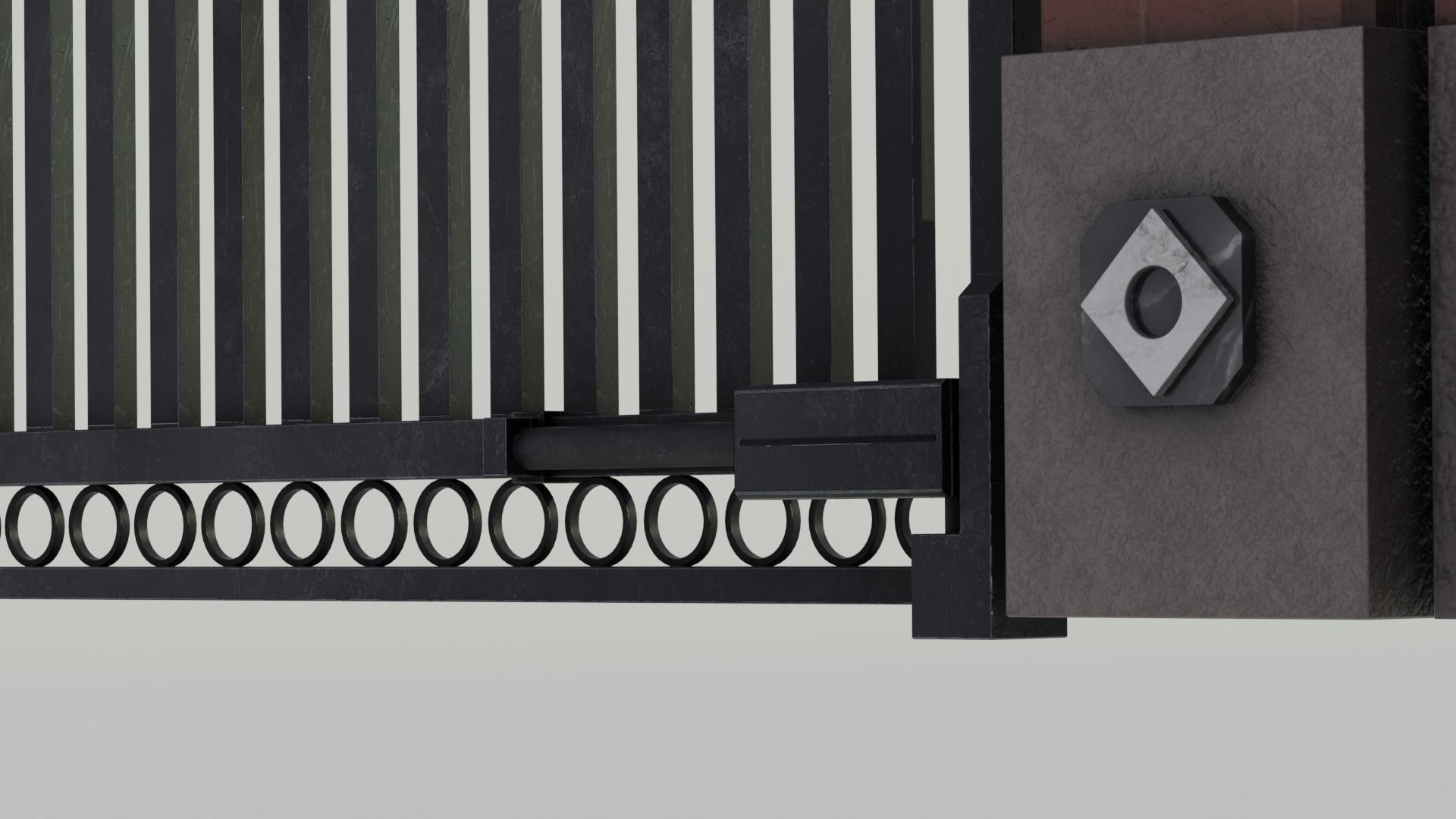 Modular wall with Gate 3D model_3