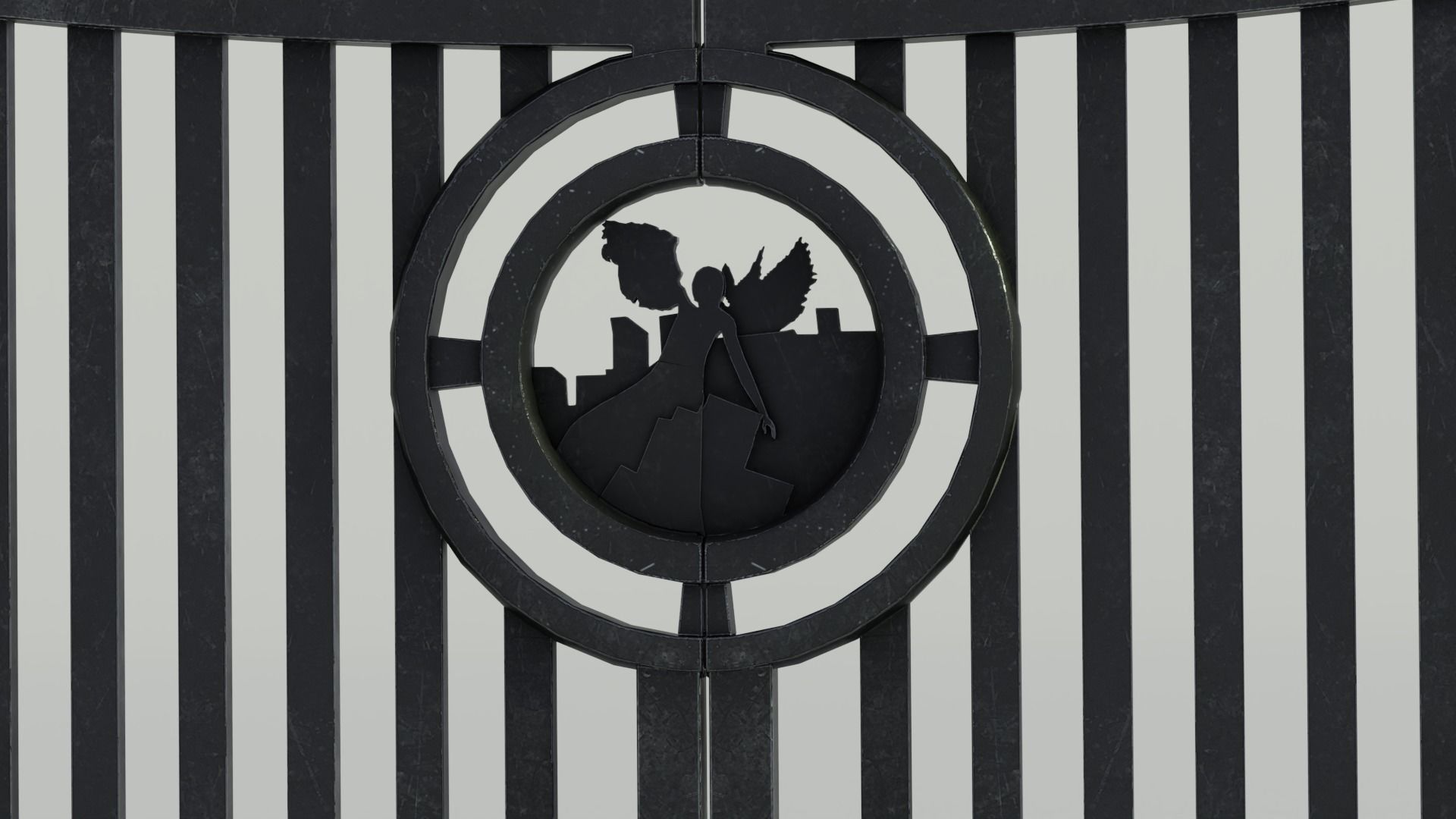 Modular wall with Gate 3D model_2