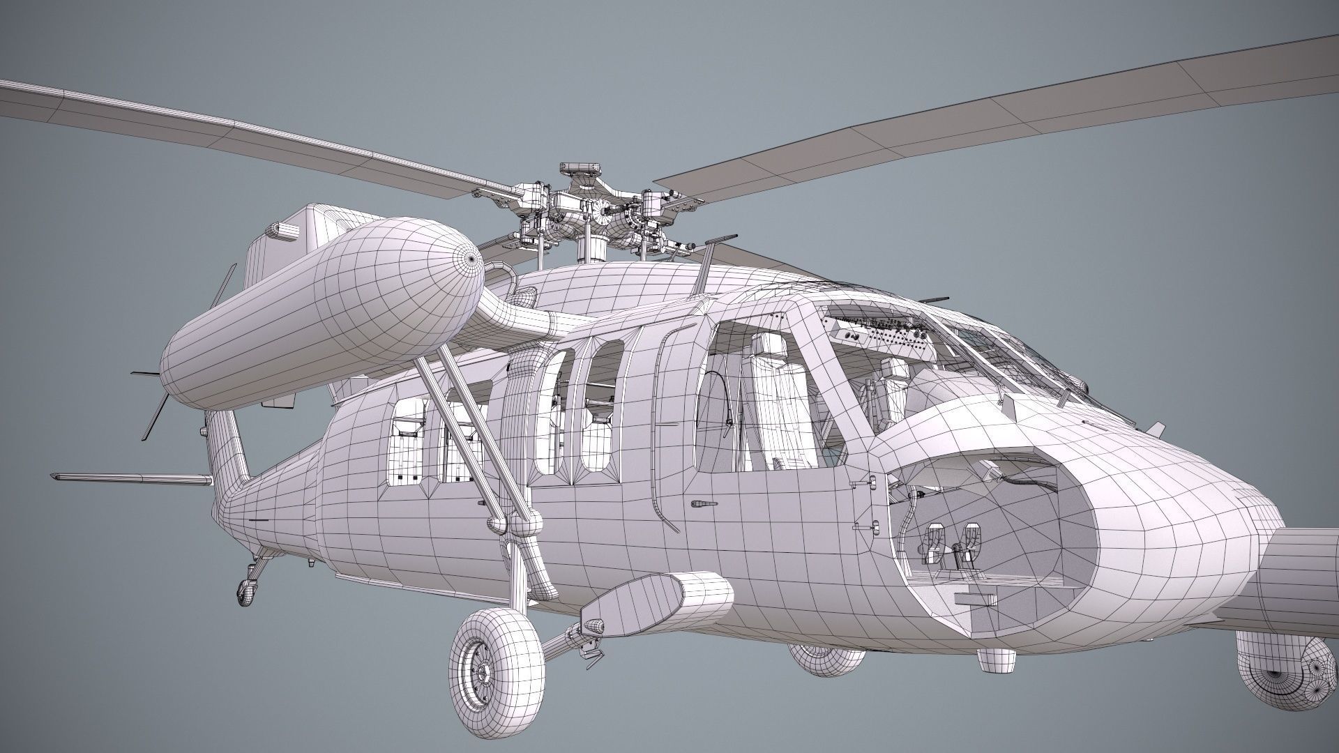  UH-60JA Black Hawk Japan Static Low-poly 3D model_26