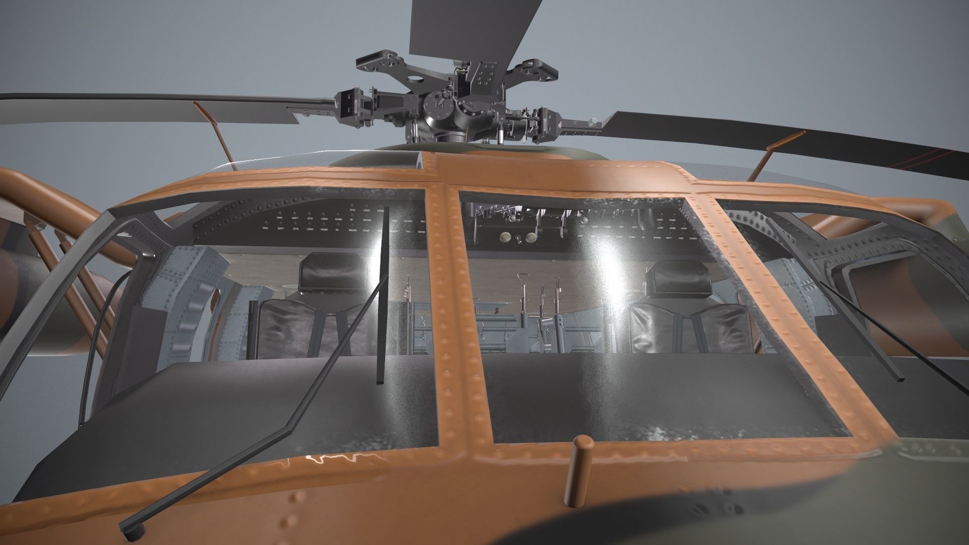  UH-60JA Black Hawk Japan Static Low-poly 3D model_11