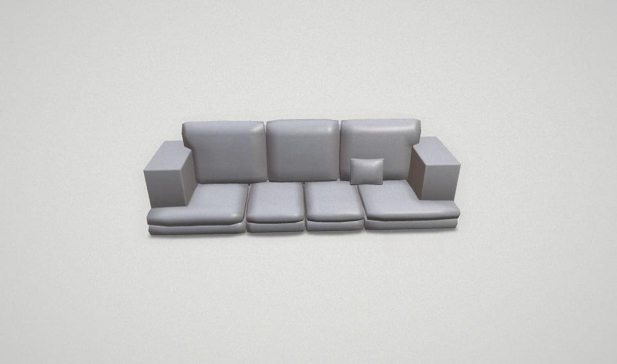 Game asset Modern Orange Four-Seater Sofa with Cushion 3D model_5
