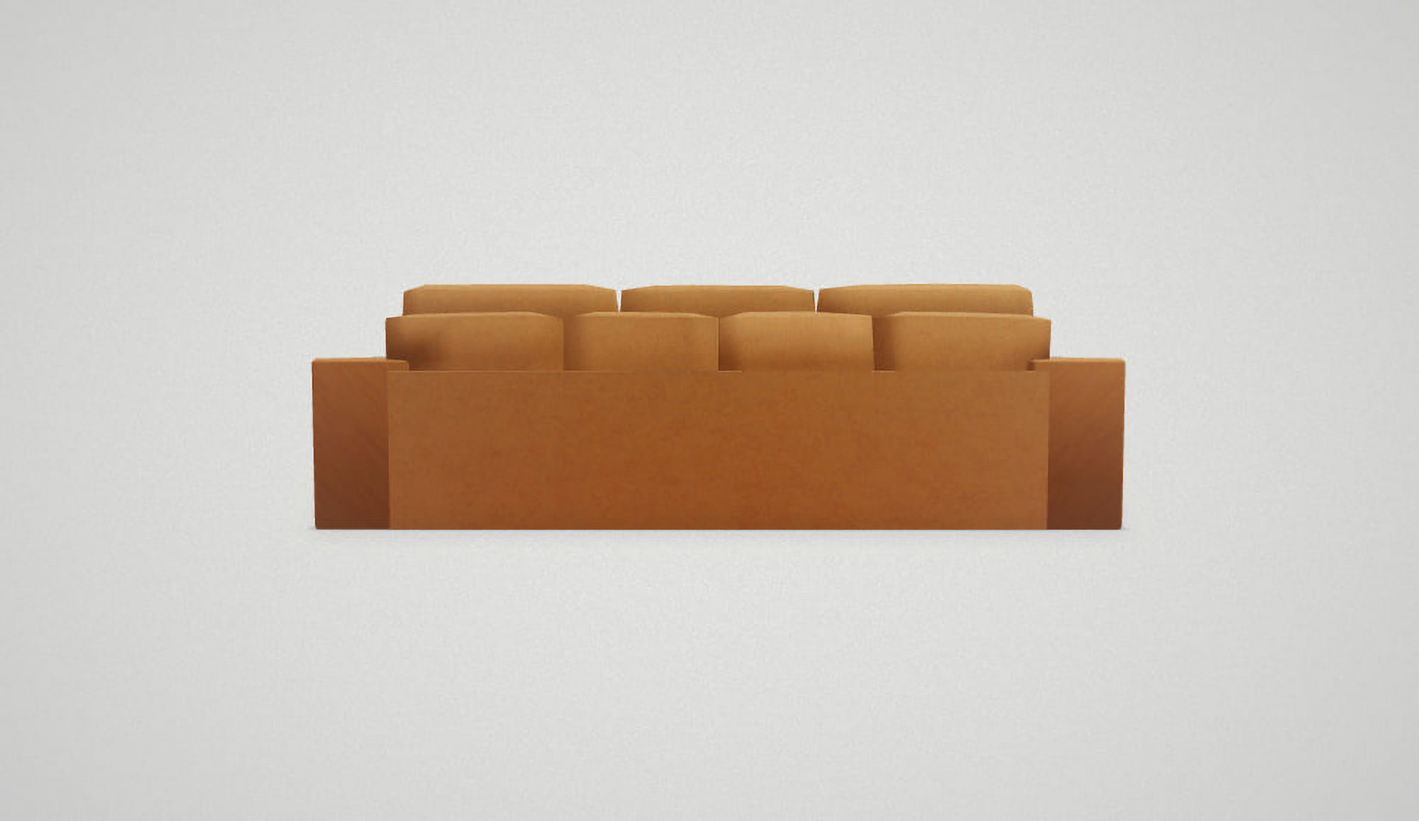 Game asset Modern Orange Four-Seater Sofa with Cushion 3D model_2