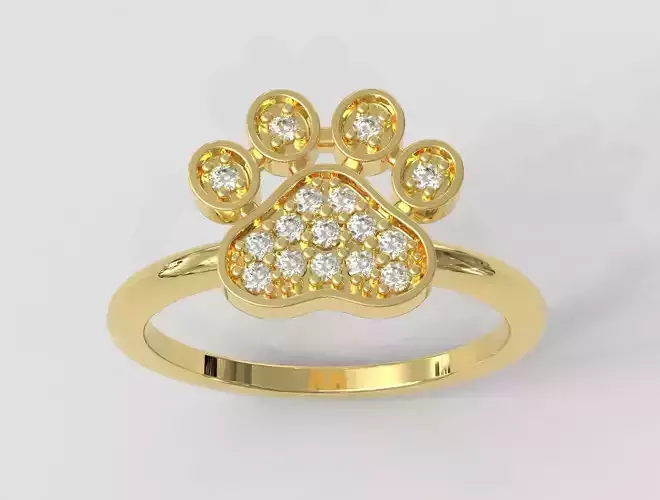 Diamond Pet Paw Ring 3D print model