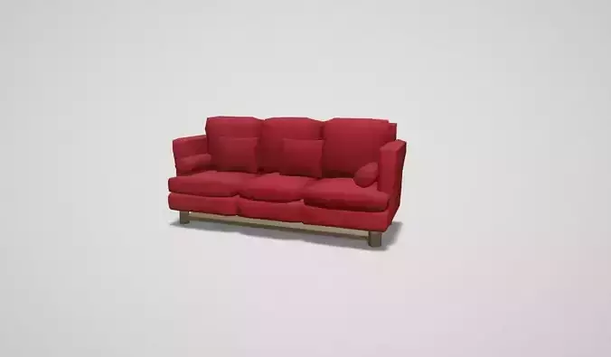 Game asset Red Comfort Three-Seater Sofa