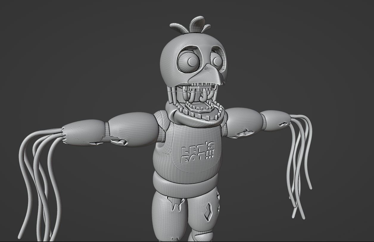 Withered chica  3D print model_3