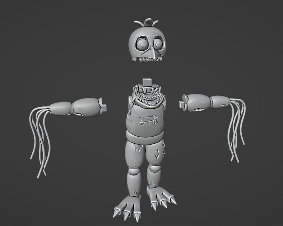 Withered chica  3D print model_4