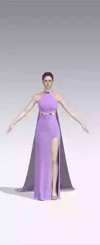 Dress metalic strap neckline  Low-poly 3D model