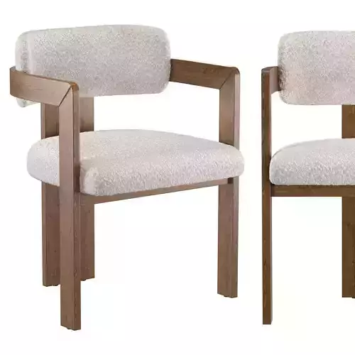 Curved Walnut Dining Chair 3D model