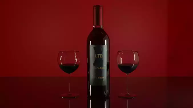 Wine bottle with wine glass