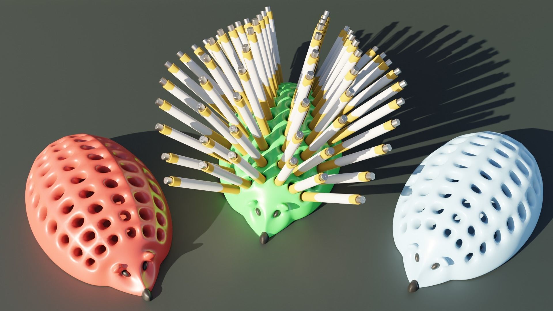Hedgehog Pencil Holder 3D model_1