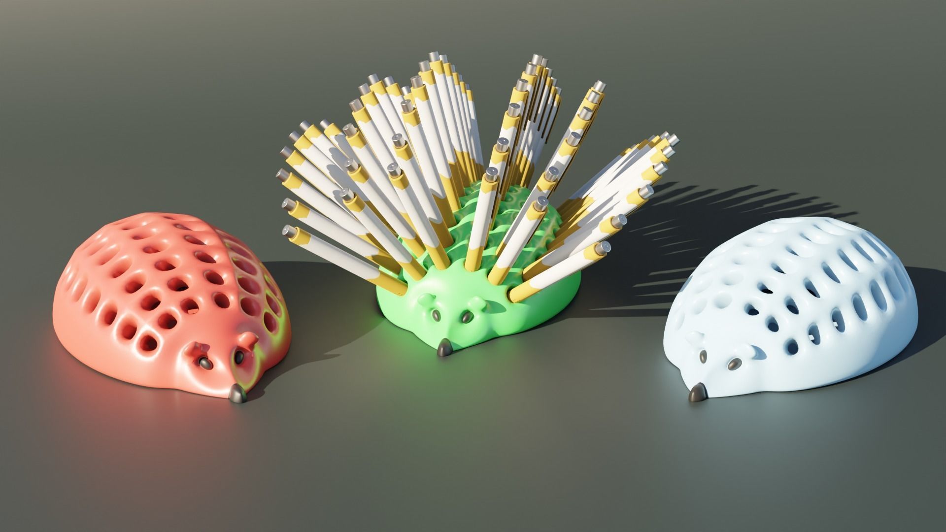 Hedgehog Pencil Holder 3D model_2
