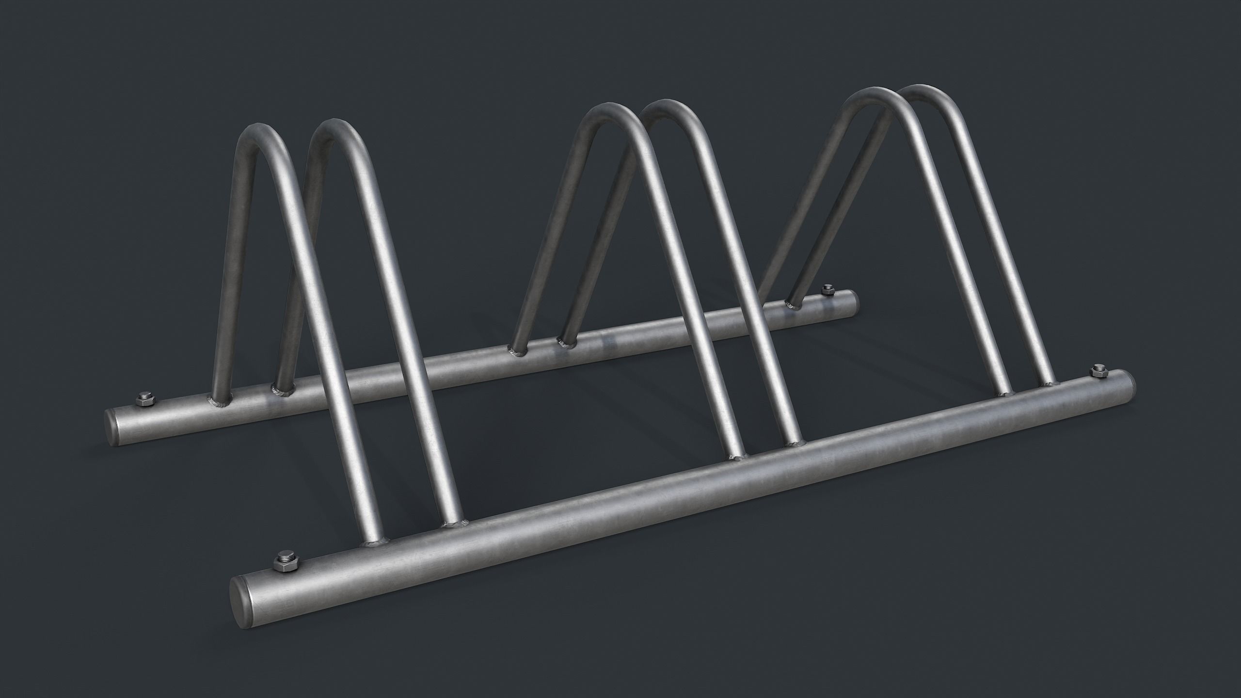Bike Rack 5 PBR Game Ready Low-poly 3D model_3