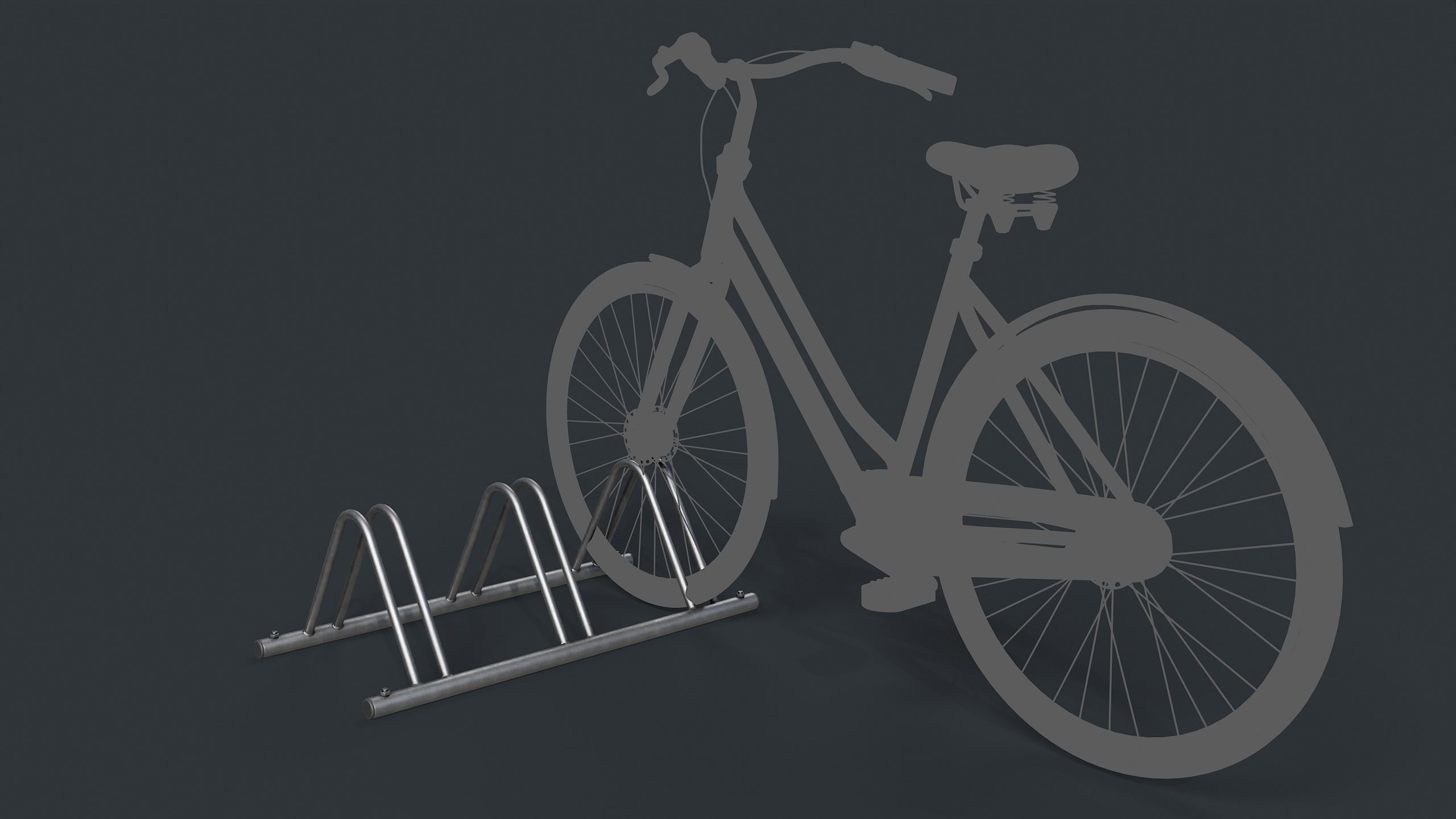 Bike Rack 5 PBR Game Ready Low-poly 3D model_1