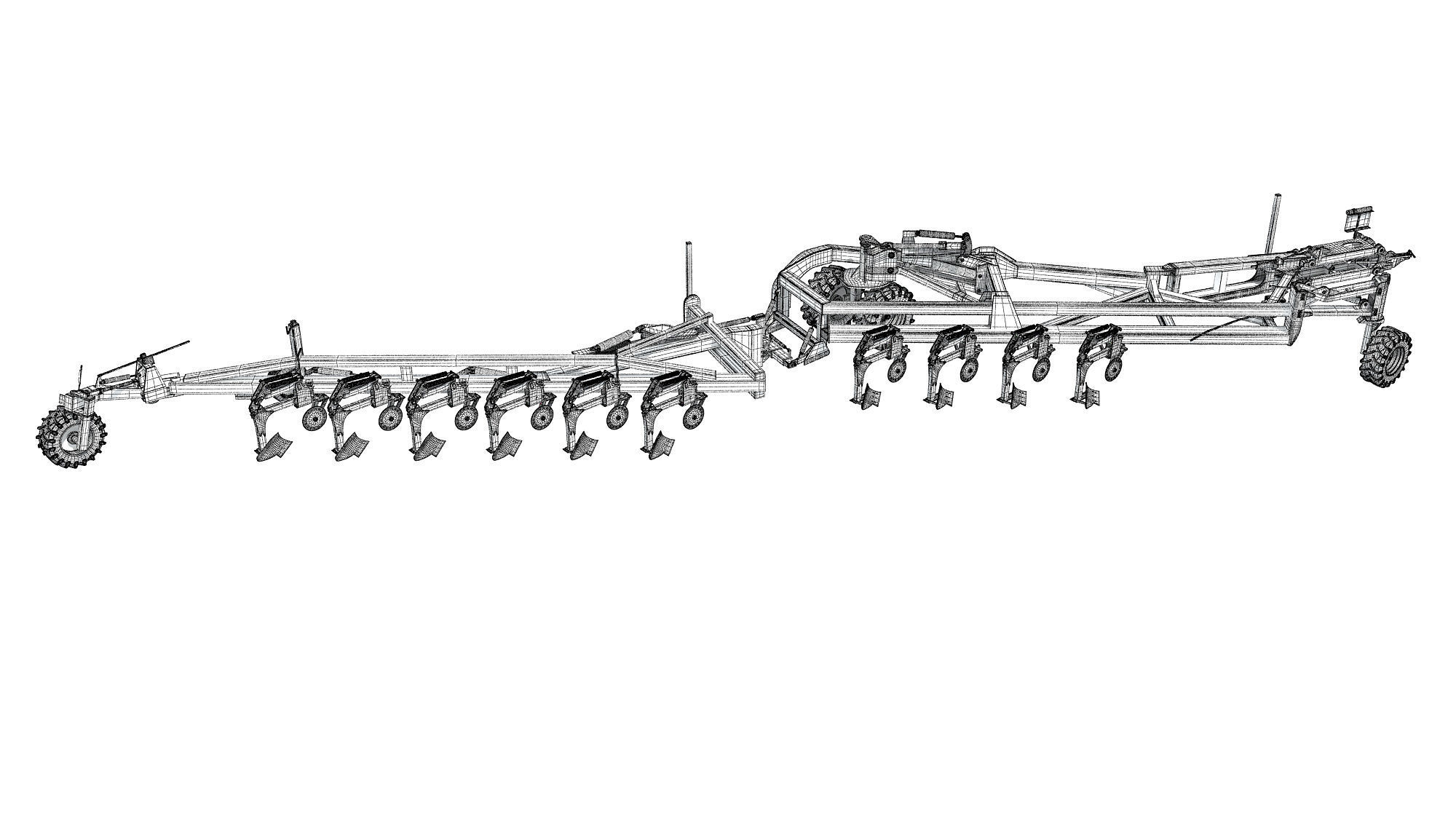 Semi Mounted Farm Plough 3D model_15