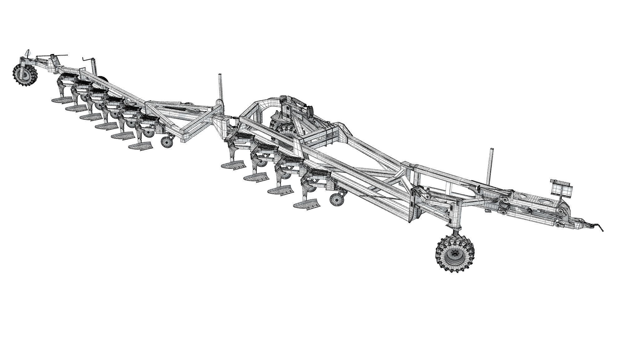 Semi Mounted Farm Plough 3D model_16