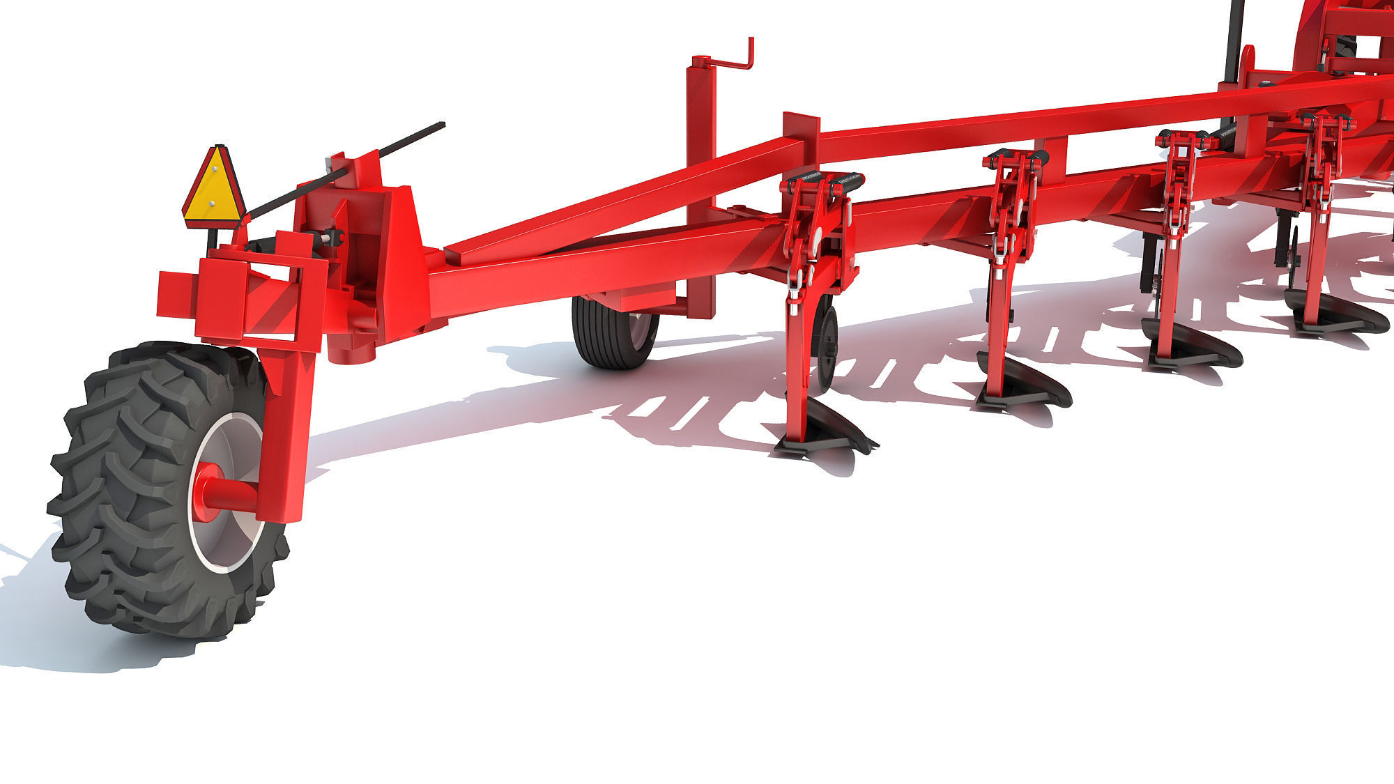 Semi Mounted Farm Plough 3D model_11