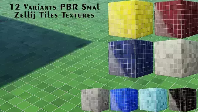 12 PBR Small Zelij Tails Textures For Archviz