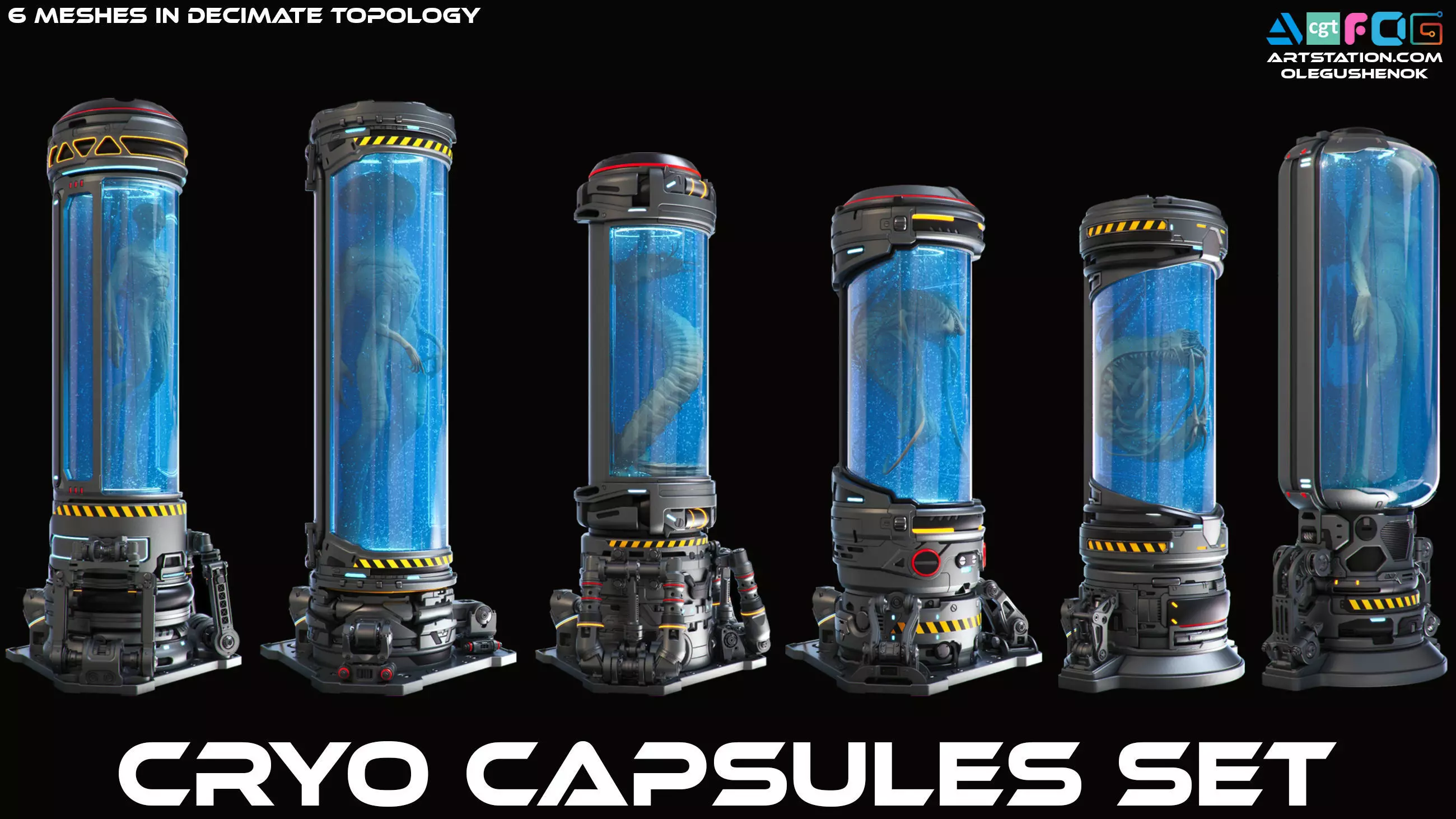 Cryo capsules set 3D model_0
