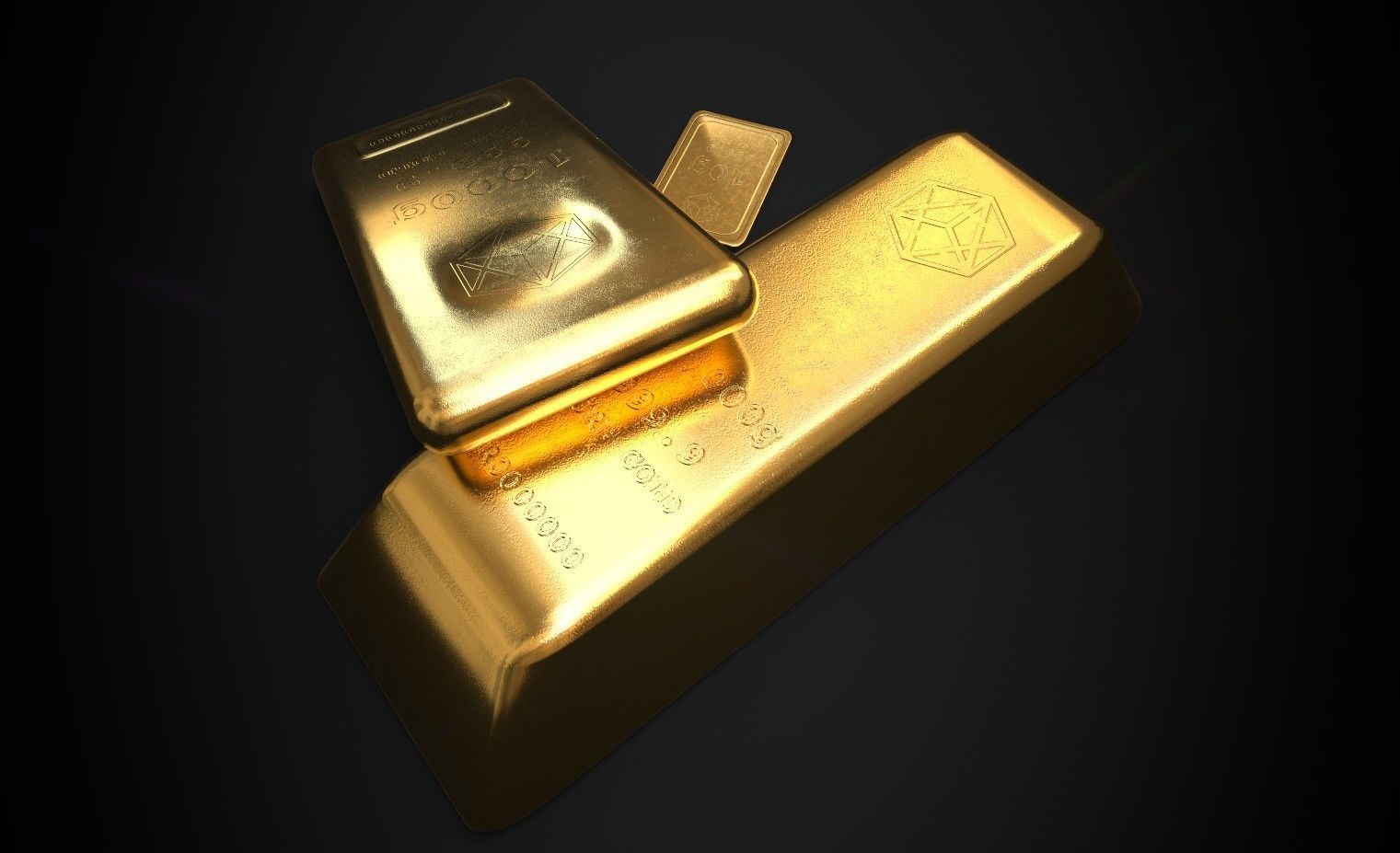 Gold Bars Bundle Low-poly 3D model_4