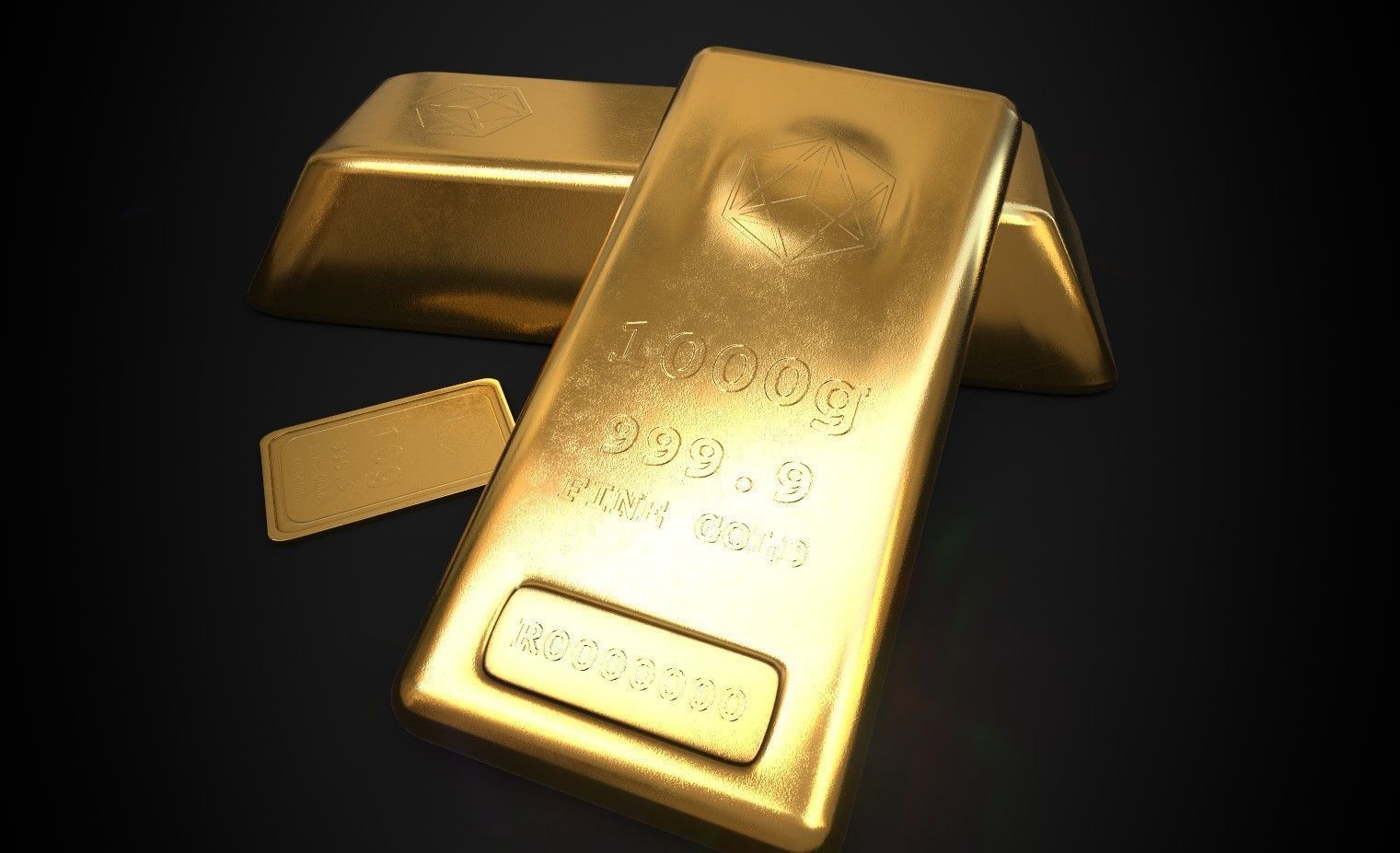 Gold Bars Bundle Low-poly 3D model_5