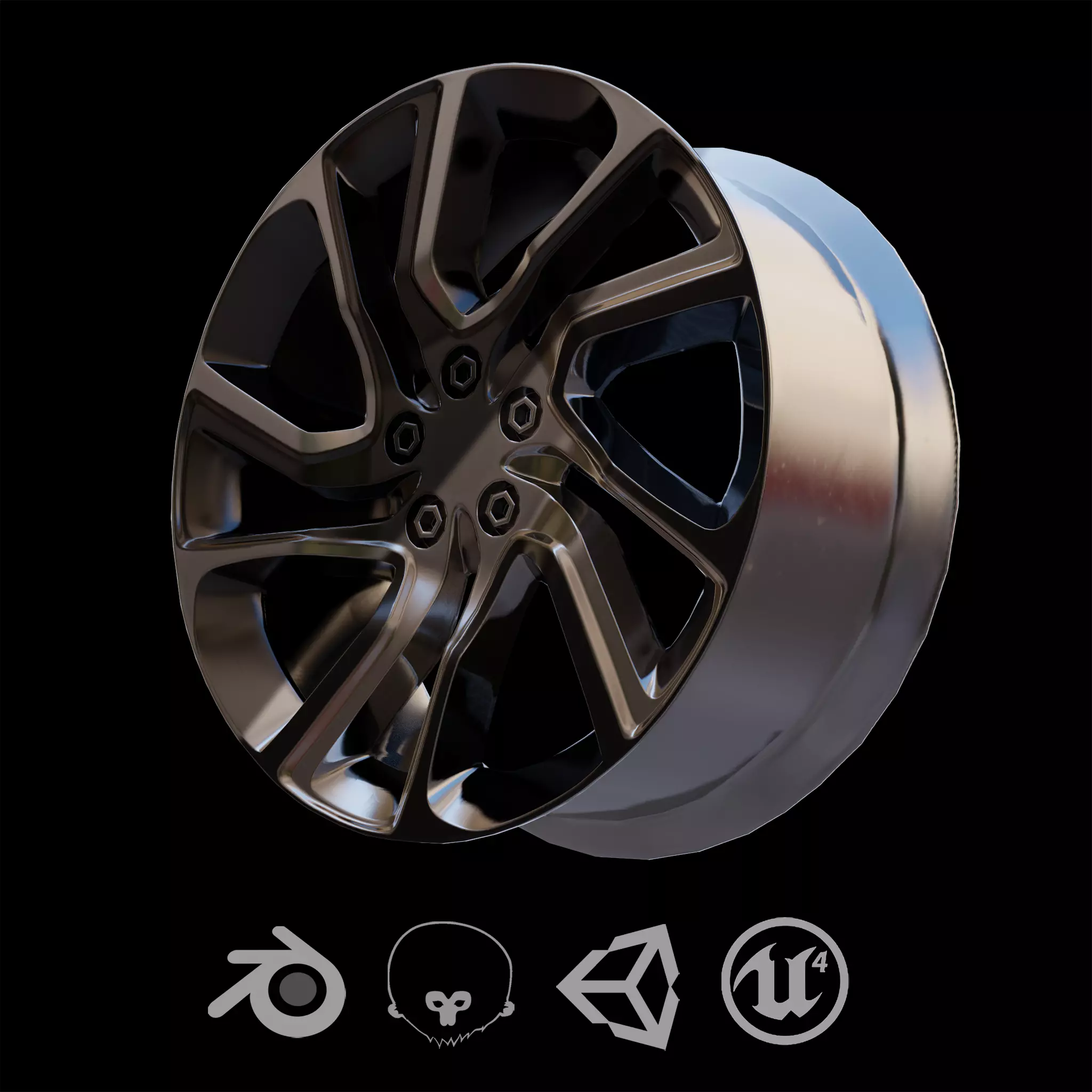 Sport Car Rim 3 Game-Ready 3D Model Low-poly 3D model_0