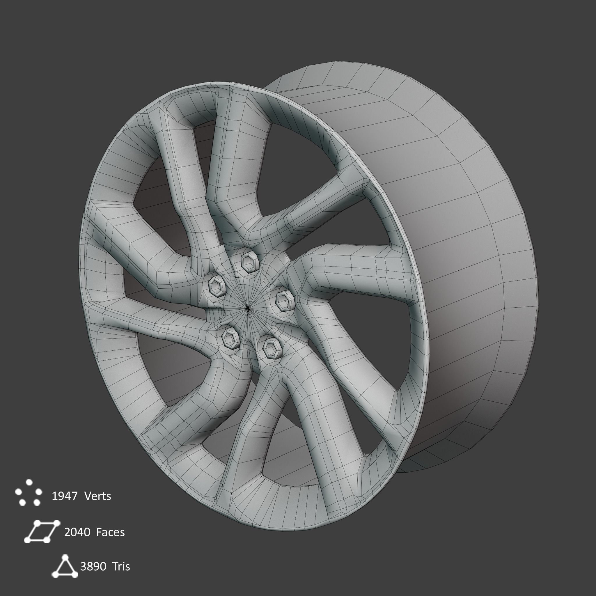 Sport Car Rim 3 Game-Ready 3D Model Low-poly 3D model_7