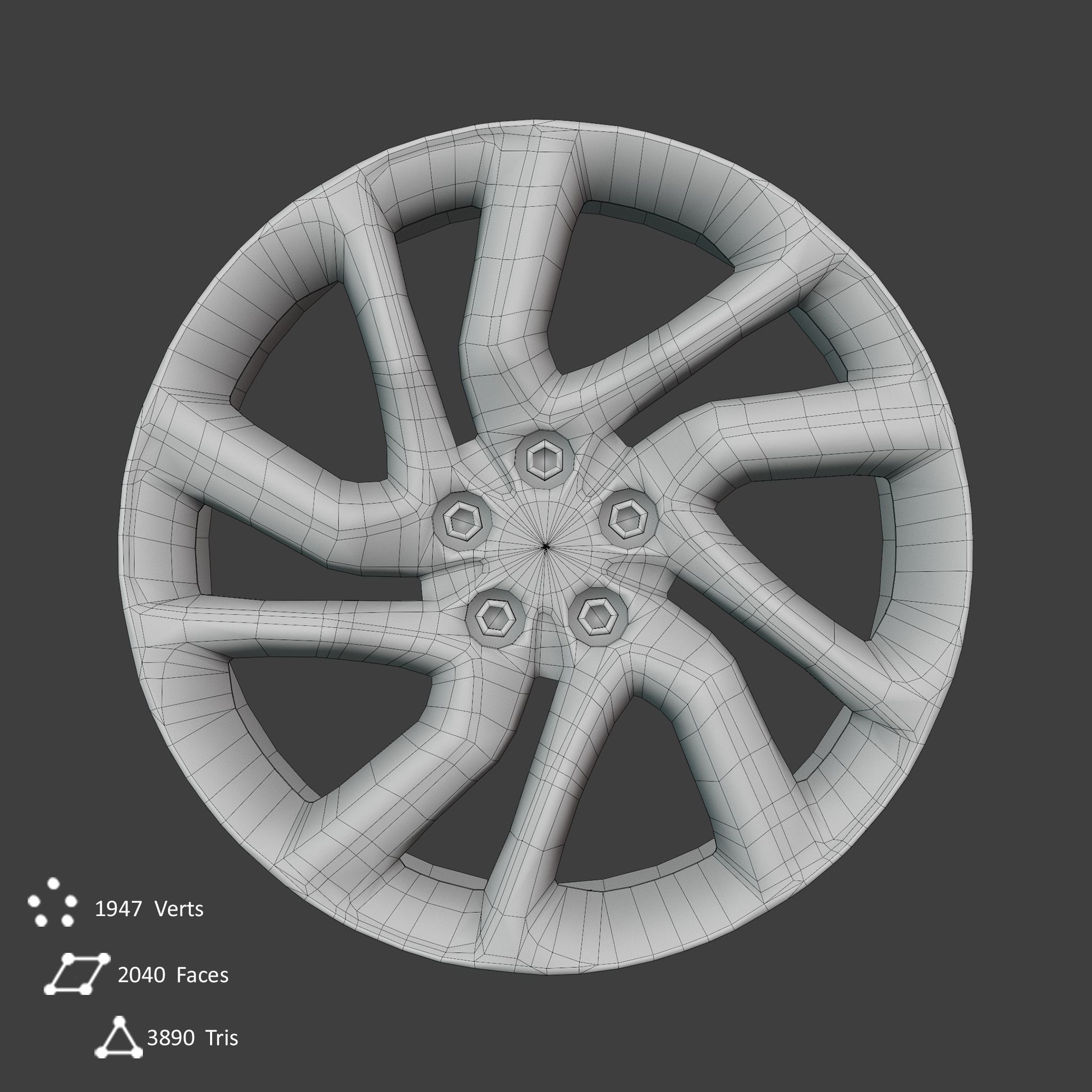 Sport Car Rim 3 Game-Ready 3D Model Low-poly 3D model_8
