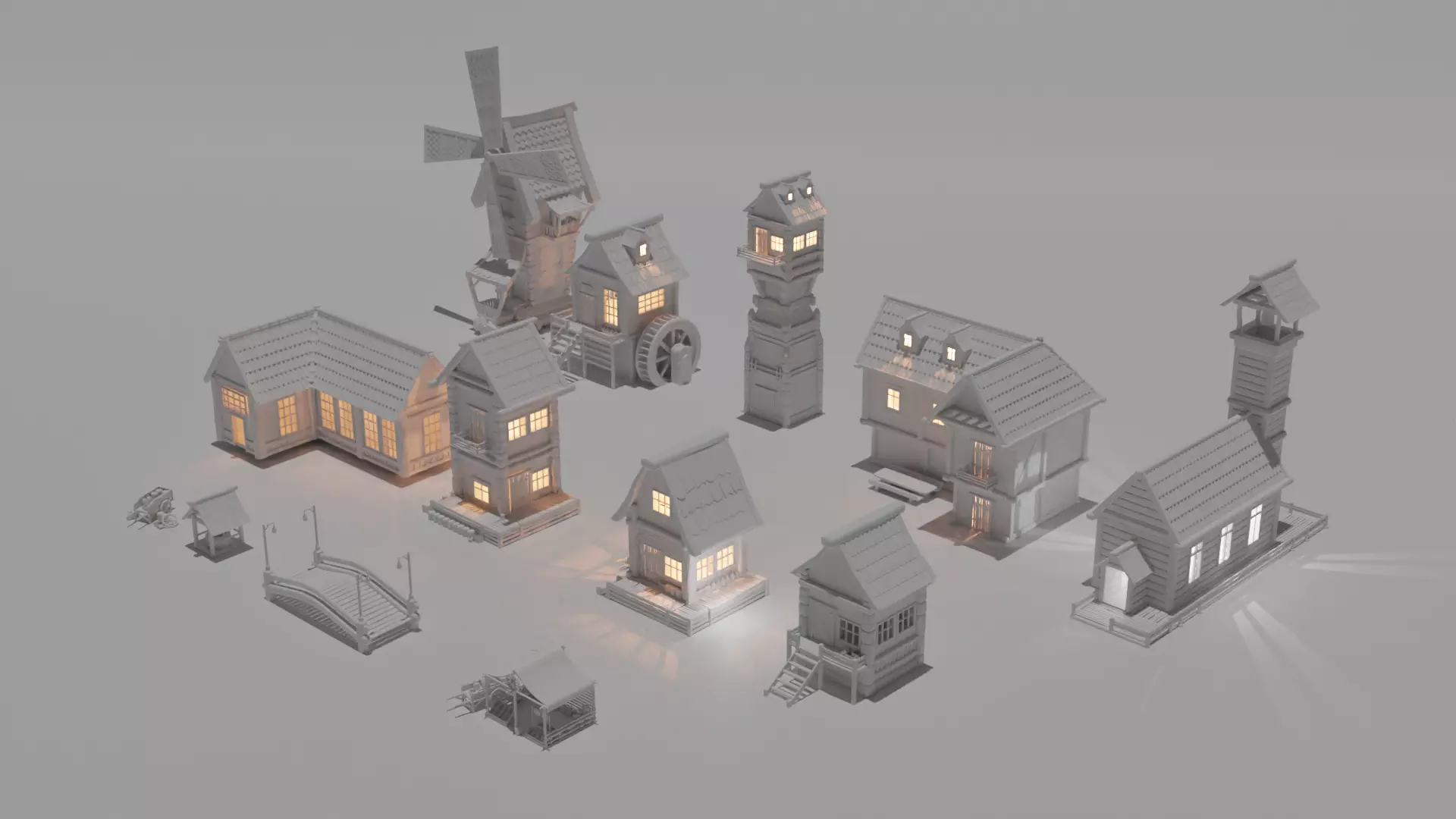 Medieval Village Set 3D print model