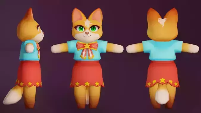 Cute fox model in dress