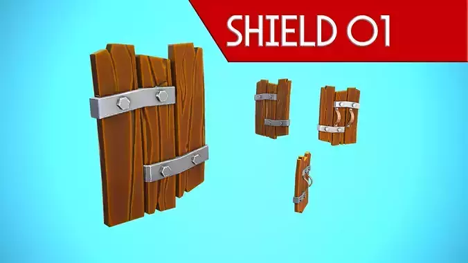 SHIELD 01 - WOOD CARTOON STYLIZED