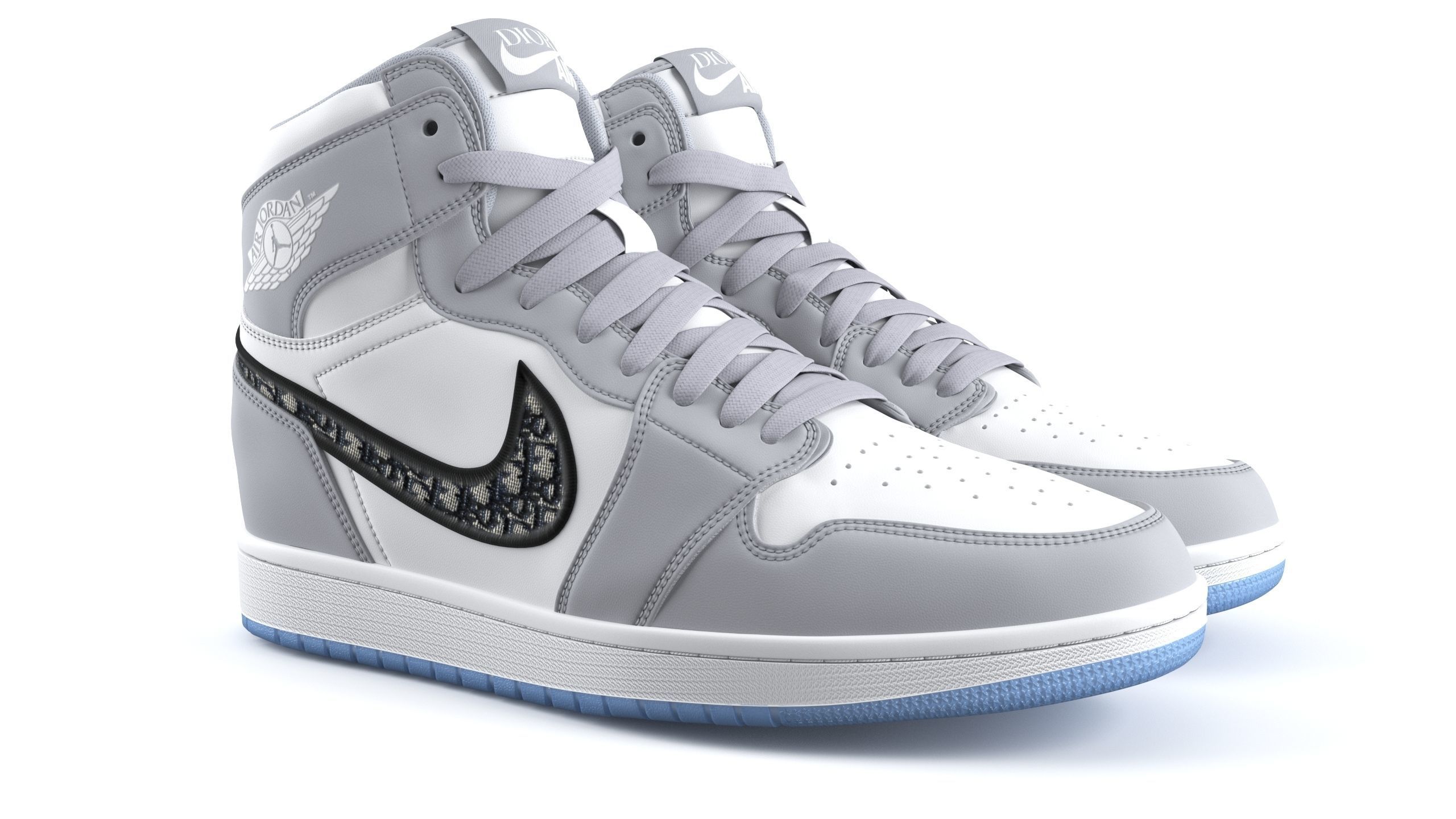 Jordan 1 Retro High Dior Low-poly 3D model_1