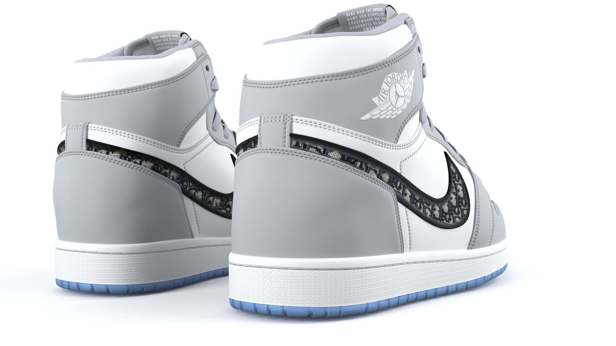 Jordan 1 Retro High Dior Low-poly 3D model_3