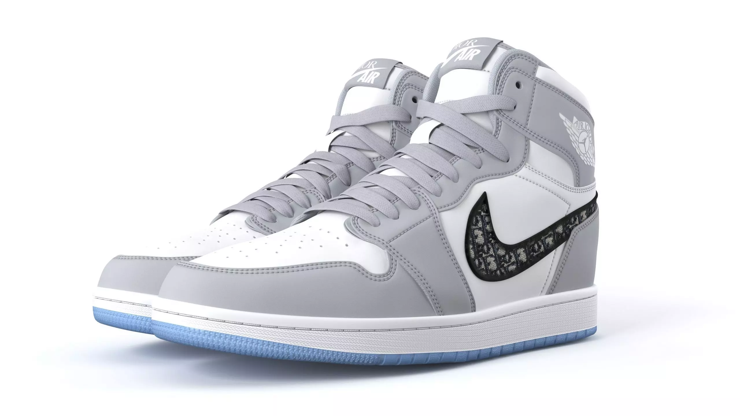 Jordan 1 Retro High Dior Low-poly 3D model_0