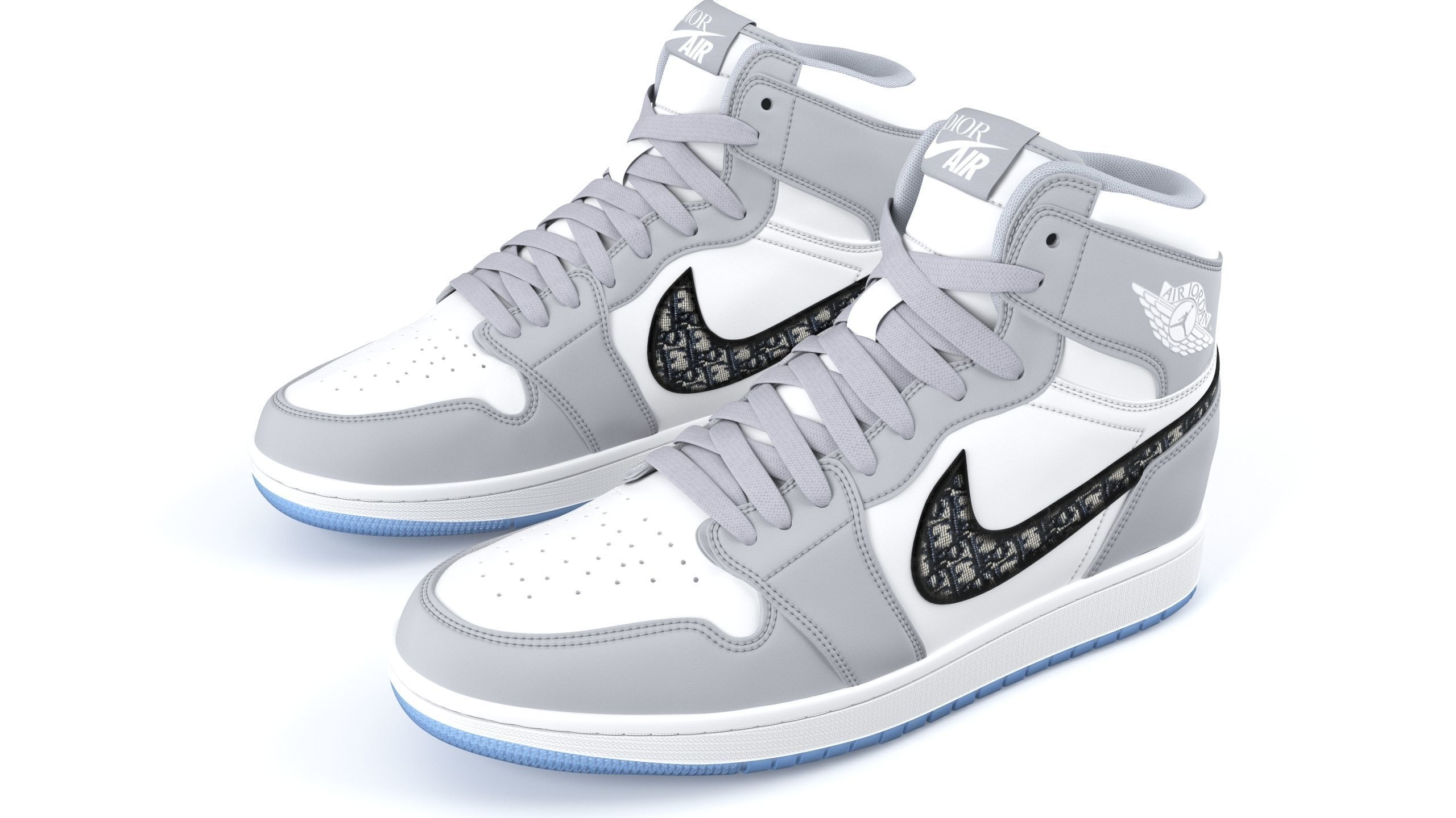 Jordan 1 Retro High Dior Low-poly 3D model_5