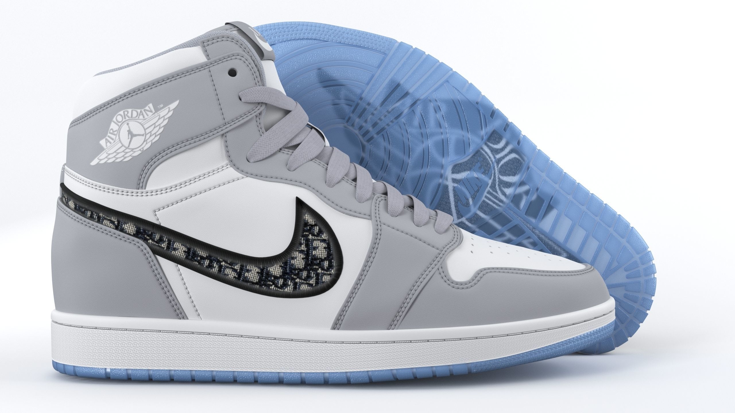 Jordan 1 Retro High Dior Low-poly 3D model_10